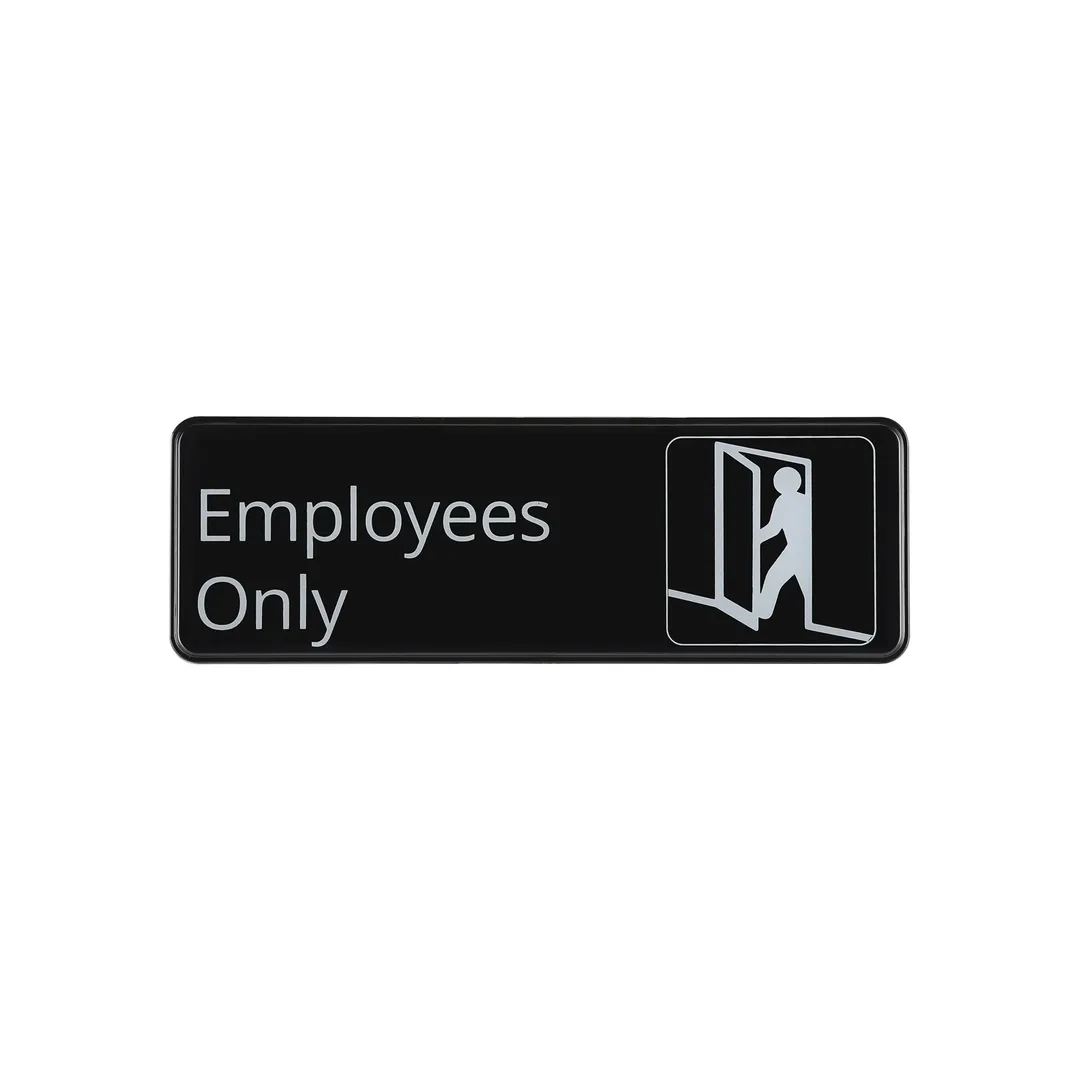 CAC China SCE3-EE05 Employee Only Compliance Sign, 9" x 3", Heavy-Duty Plastic, Black