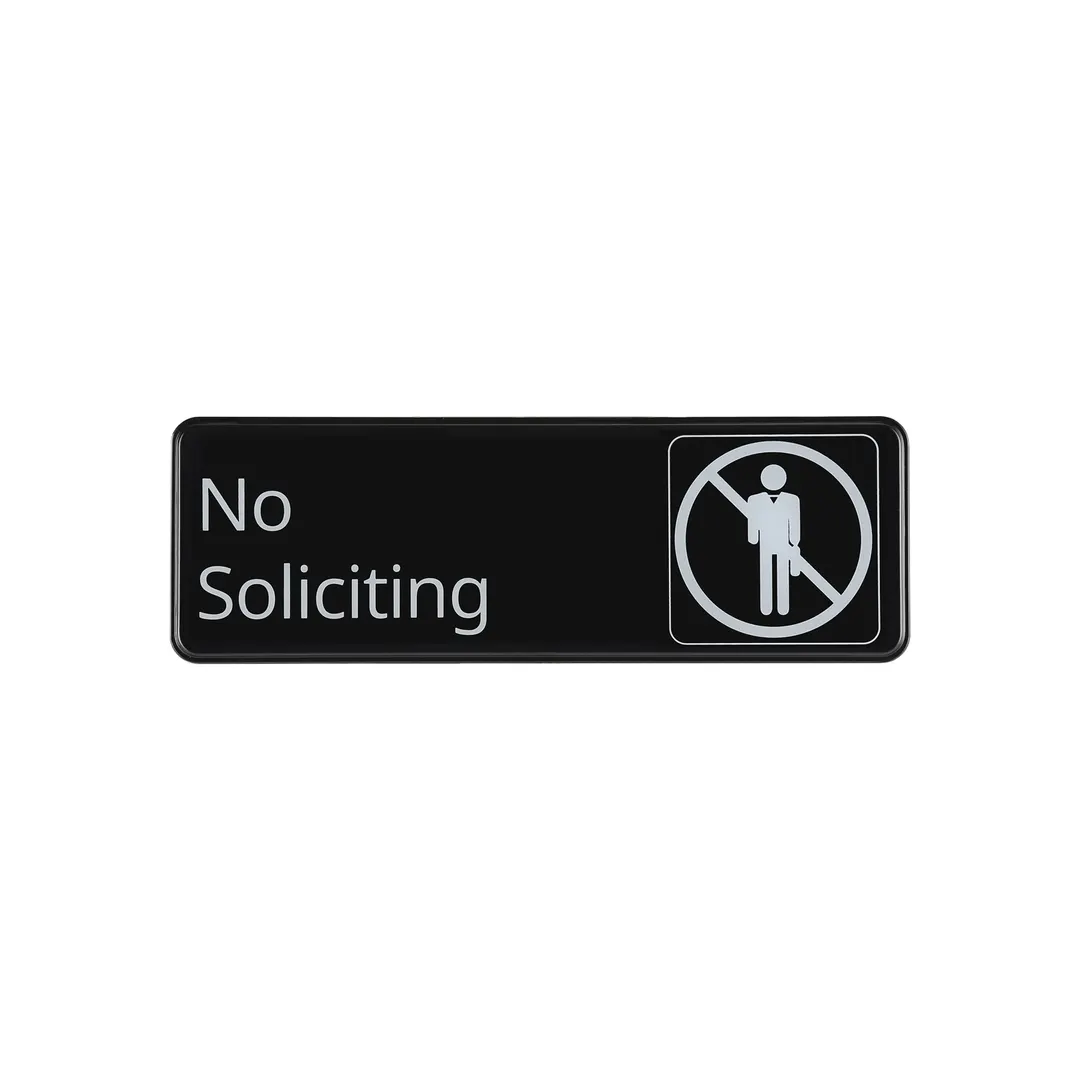 CAC China SCE3-NS16 No Soliciting Compliance Sign, 9" x 3", Heavy-Duty Plastic, Black