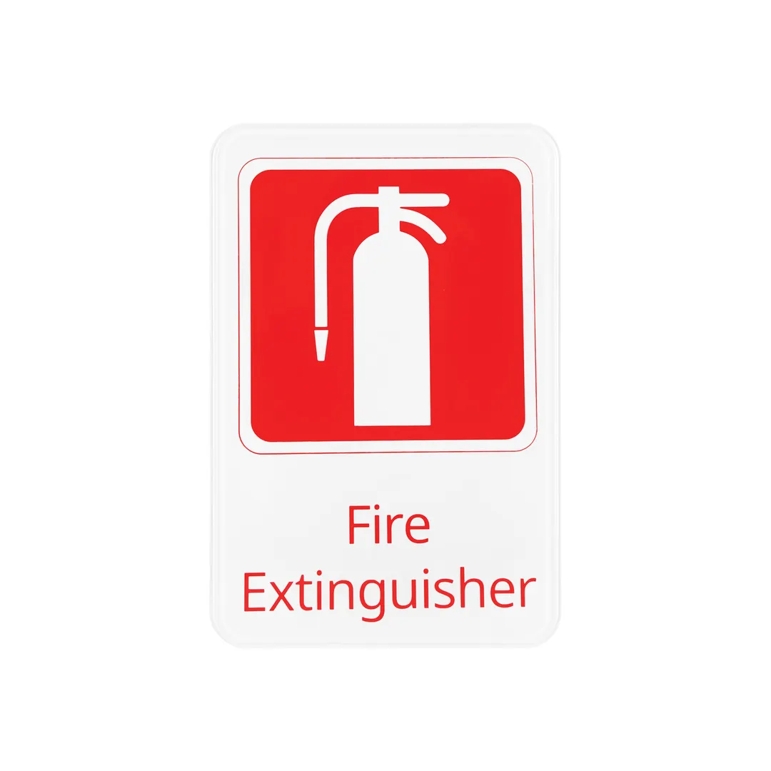 CAC China SCE9-FE03 Fire Extinguisher Compliance Sign, 6" x 9", White, Heavy-Duty Plastic