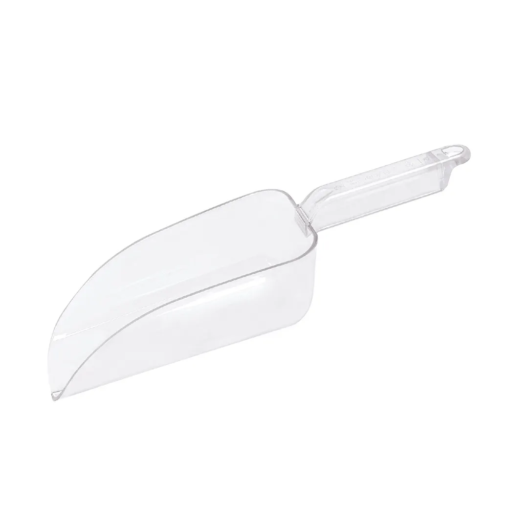 CAC China SCPP-24 Ice Scoop, Clear Polycarbonate, 24 oz Capacity, Flat Bottom, NSF Certified