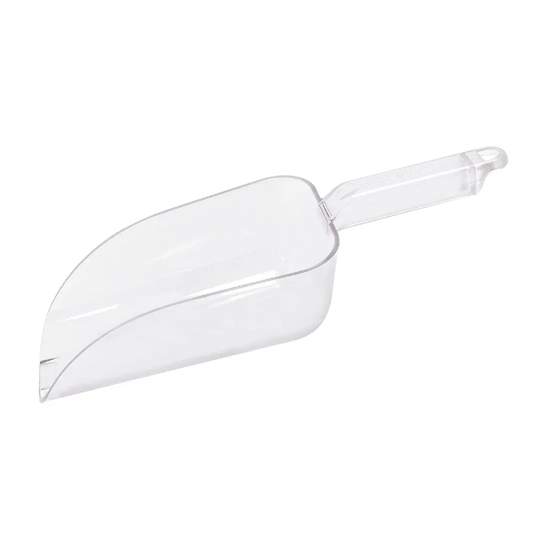 CAC China SCPP-32 Clear Polycarbonate Kitchen Ice Scoop, 32 oz Capacity, Flat Bottom Design