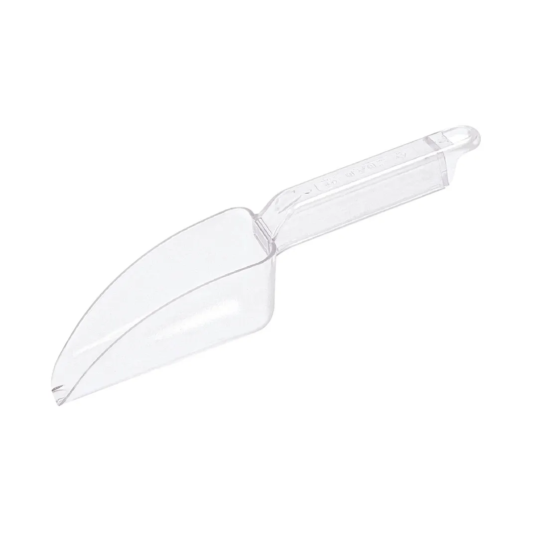 CAC China SCPP-6 Ice Scoop, 6 oz Clear Polycarbonate, Flat Bottom, NSF Certified, Plastic Construction