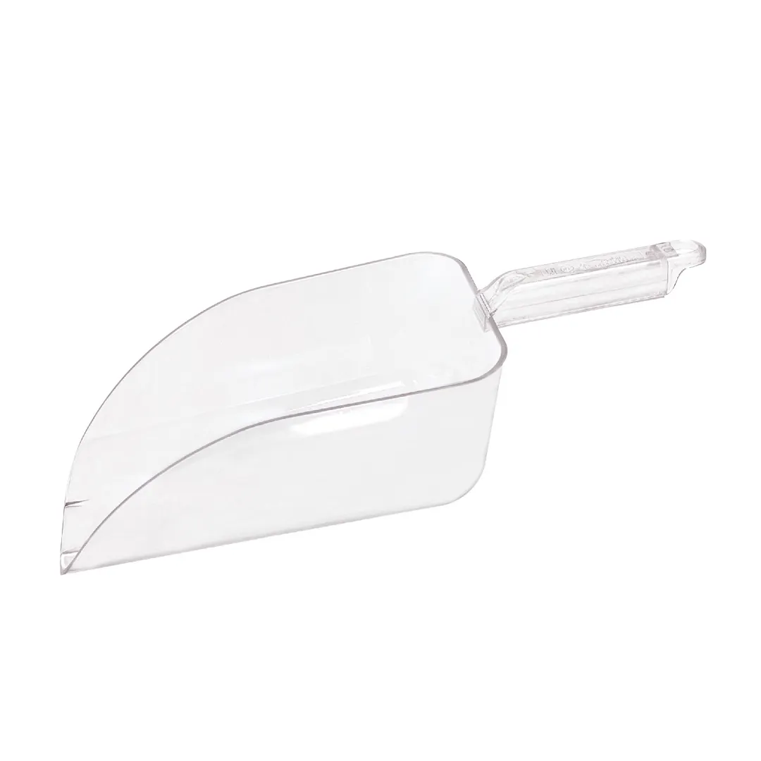 CAC China SCPP-64 Clear Polycarbonate Ice Scoop, 64-86 oz Capacity, Flat Bottom, NSF Certified