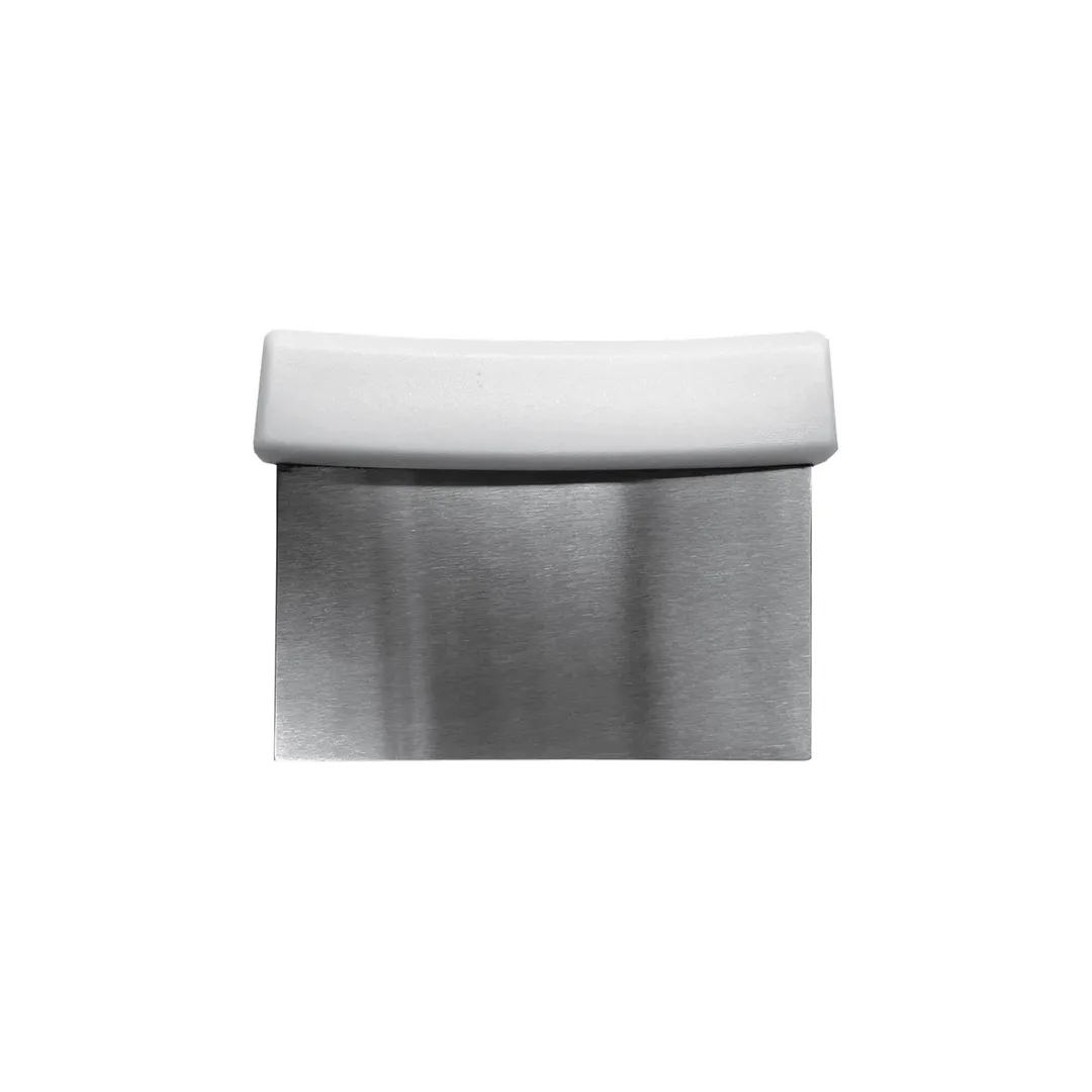 CAC China SCPS-6W Dough Scraper, 6"x3-1/8", Stainless Steel Blade, Polypropylene Handle, White