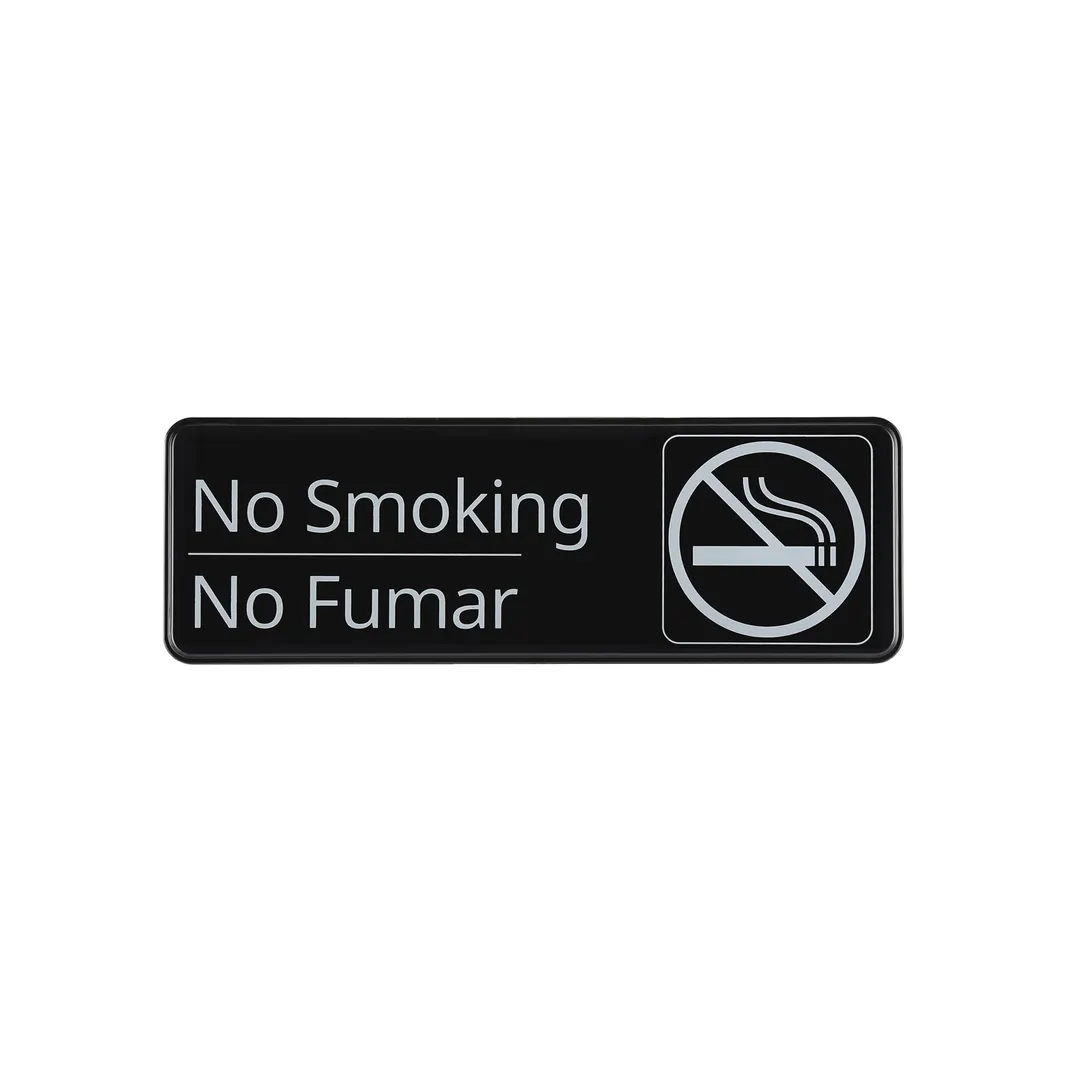 CAC China SCS3-NM06 No Smoking Compliance Sign, 9" x 3", Heavy-Duty Plastic, Black, English/Spanish