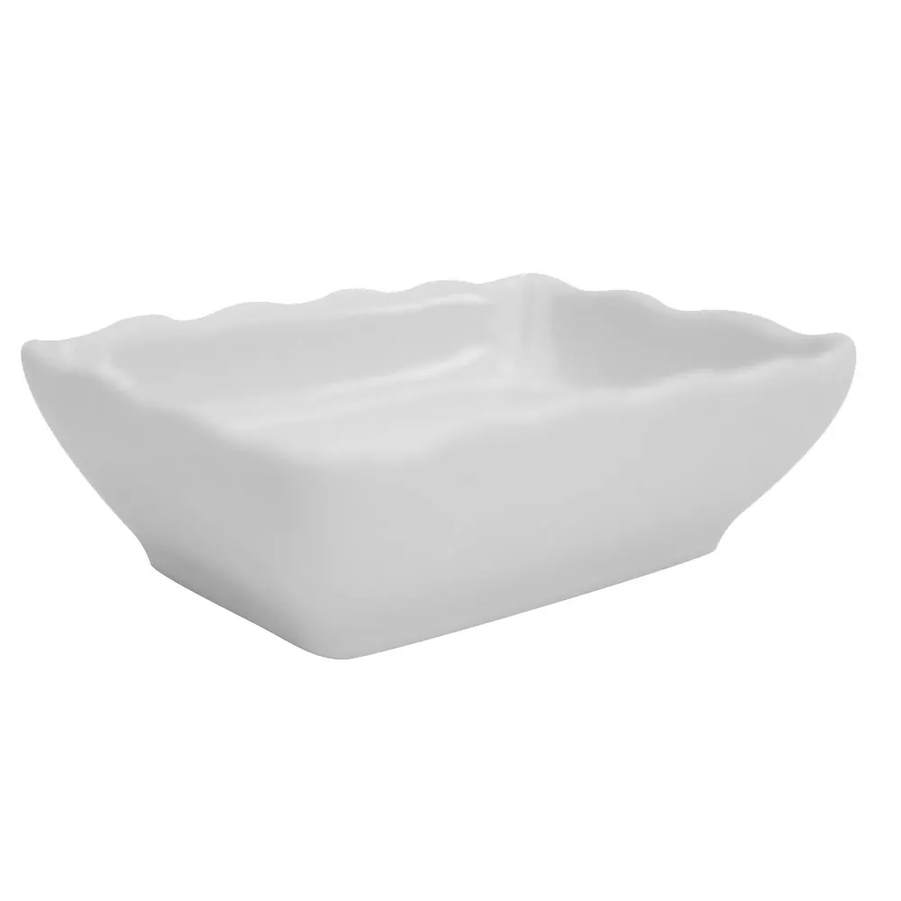 CAC China SHA-32A - White Porcelain Sauce Dish, 4" x 2-5/8" x 1-1/8", Dishwasher Safe - 1 Dozen