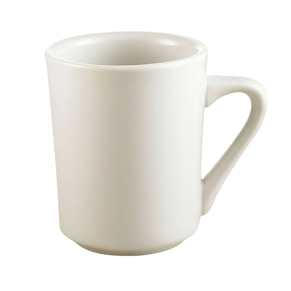 CAC China SI-8-W - Franklin 8-oz Mug, 3-3/8" Dia x 4-1/4" H, Ceramic, Dishwasher Safe - 1 Dozen