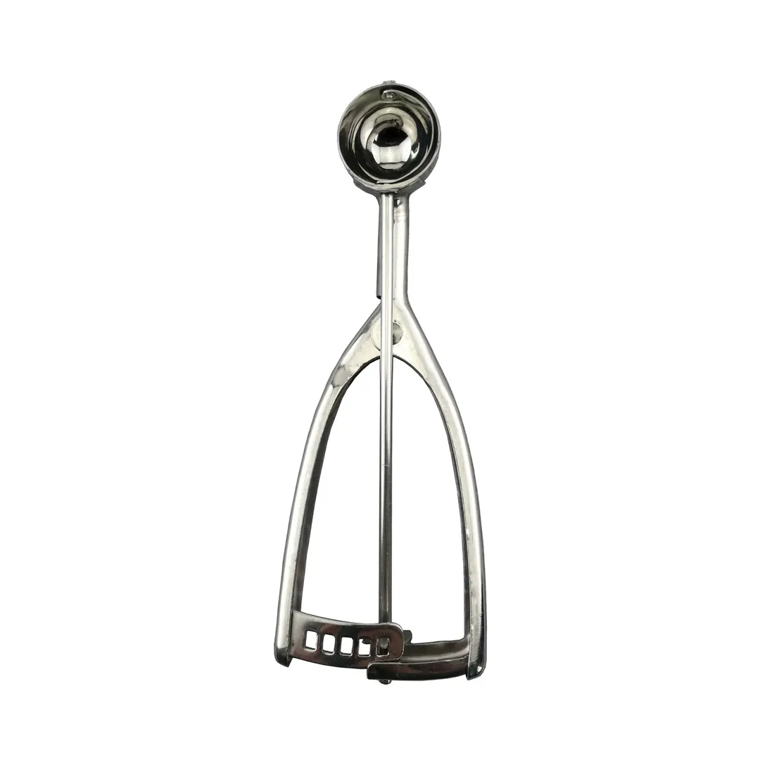 CAC China SICD-100S Squeeze Disher, #100, 0.38 oz., Ambidextrous, Stainless Steel Solid Metal Scoop