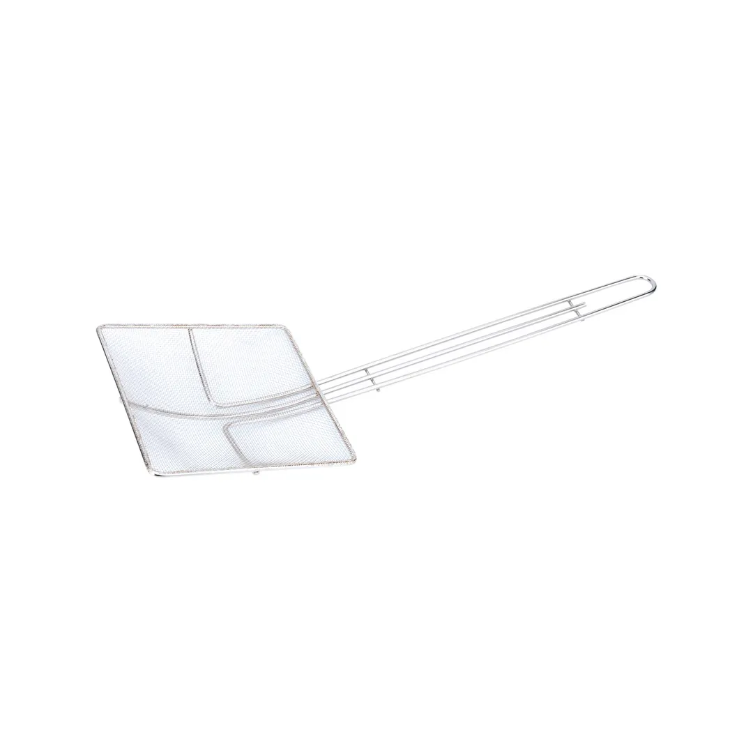 CAC China SKMS-7S Mesh Skimmer, 7" Diameter Square Bowl, Nickel-Plated Finish