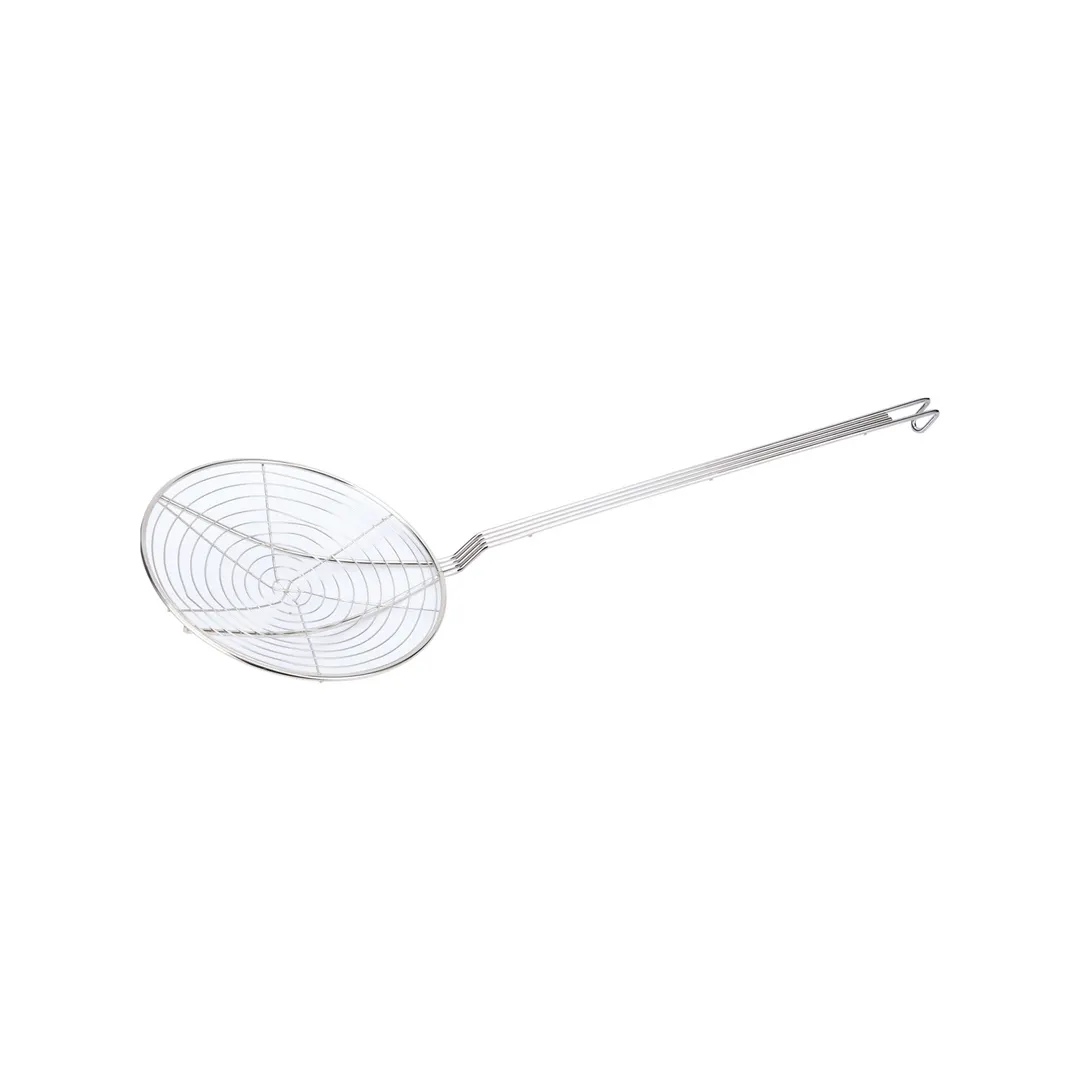 CAC China SKSP-09 Spiral Kitchen Skimmer, 9" Diameter Round Bowl, Nickel-Plated Finish