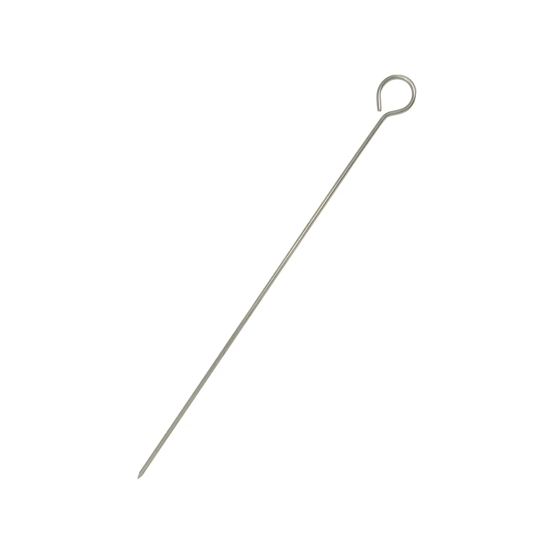 CAC China SKSR-12 Stainless Steel Metal Skewers, 10"-12" Round Looped Handle, Pointed End - 1 Dozen
