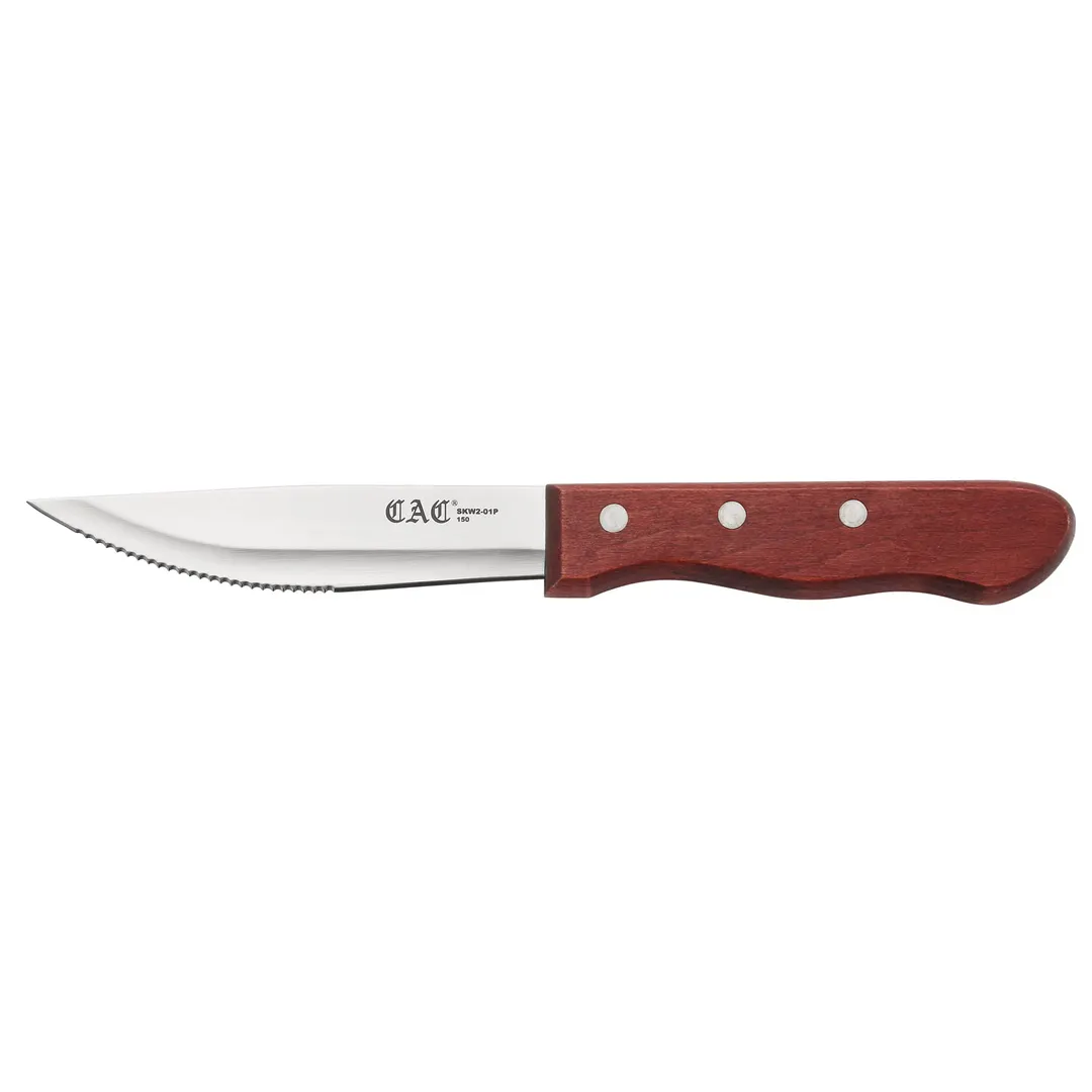 CAC China SKW2-01P Steak Knife, 4-3/4", Pointed Tip, Wood Handle - 12/Pack