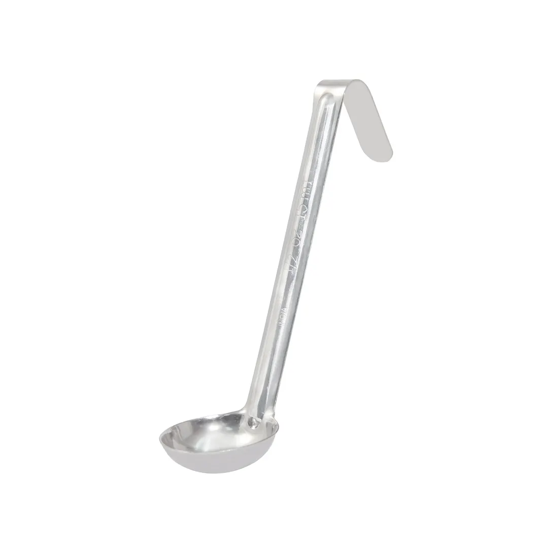 CAC China SLD6-05 Ladle, 1/2 oz. Bowl, 6" Hooked Handle, One-Piece, Stainless Steel