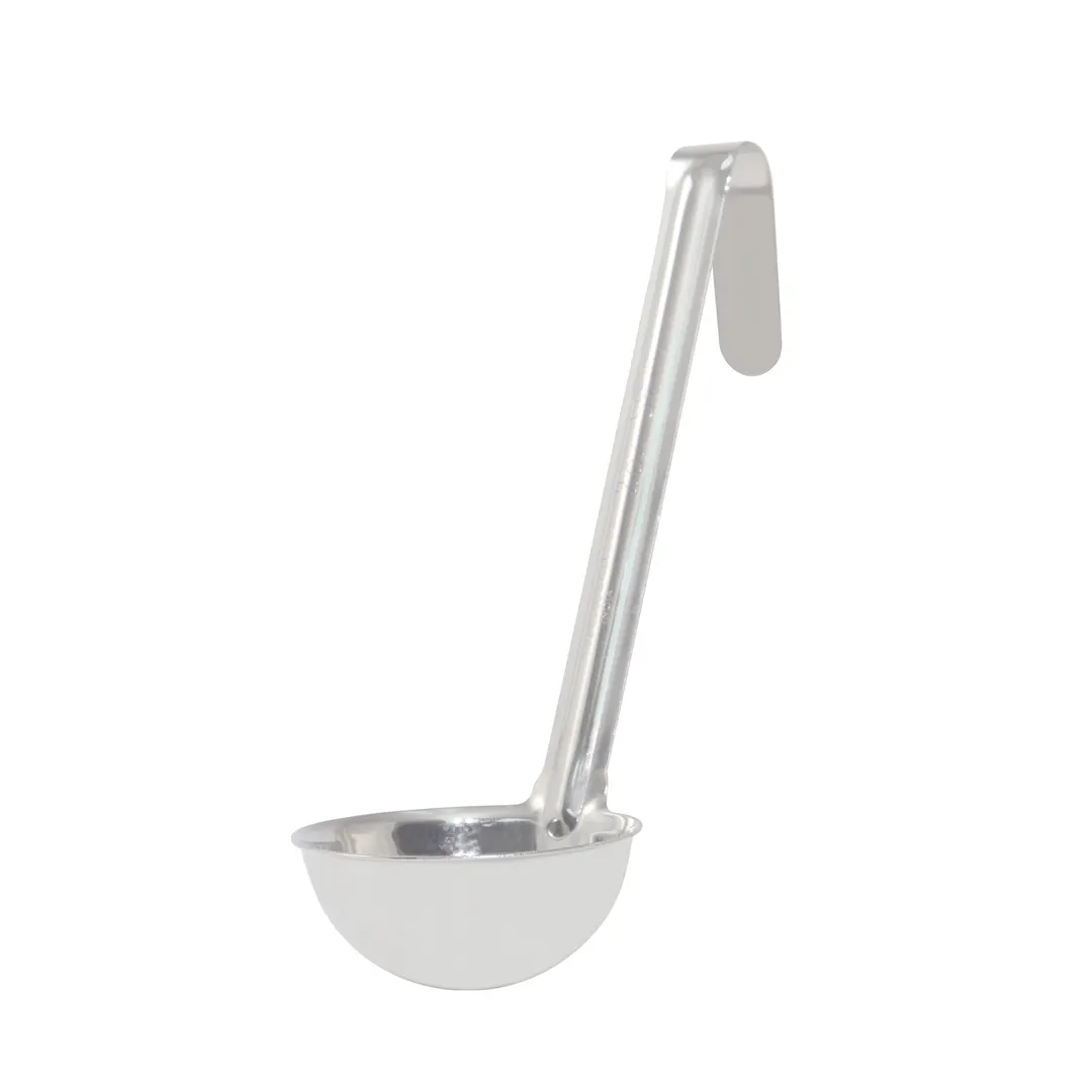CAC China SLD6-20 Ladle, 2-5 oz Capacity, 6" Hooked Handle, One-Piece Stainless Steel