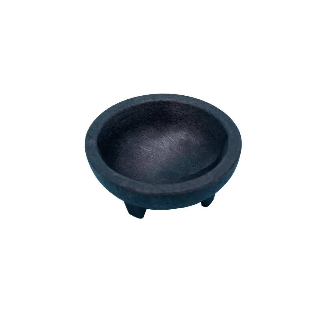 CAC China SLDB-4 Molcajete Salsa Bowl, 4 oz Round Plastic Black BPA‑Free NSF - 4/Pack