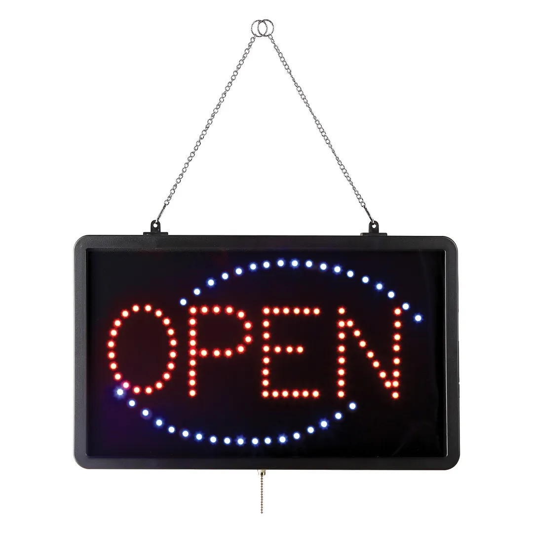 CAC China SLED-OP01 LED Open Sign, 22"W x 13"H x 1-1/2" Thick, Rectangular, Includes Acrylic Cover