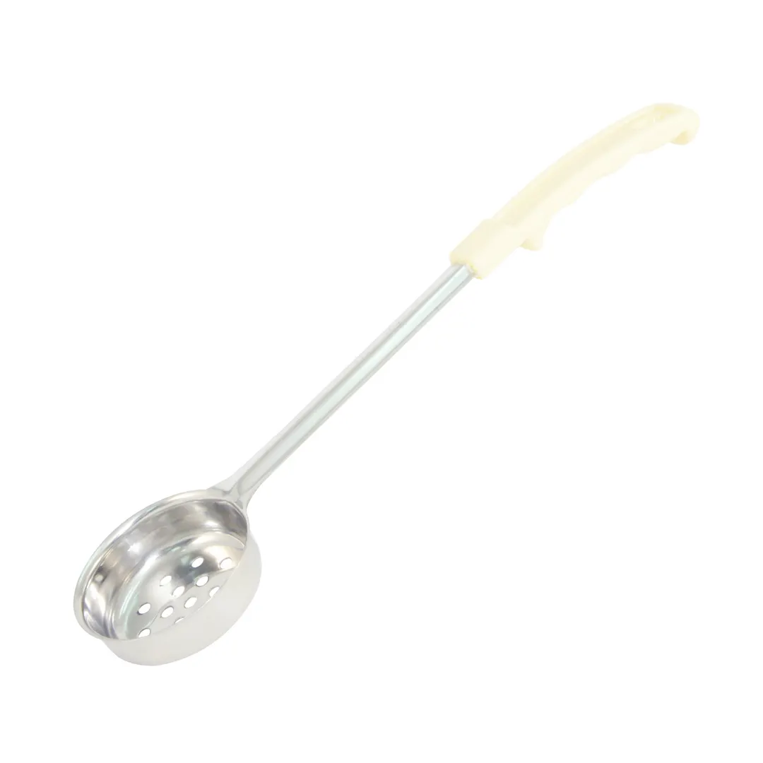 CAC China SPCP-3IV Portion Control Spoon, 3 oz, Stainless Steel, Ivory Handle, Perforated