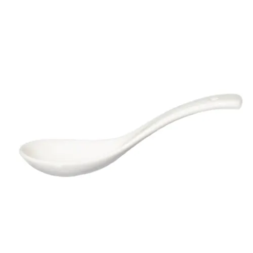 CAC China SPN-52 - White Porcelain Soup Spoon, 5" x 1-3/4", Dishwasher Safe - 1 Dozen