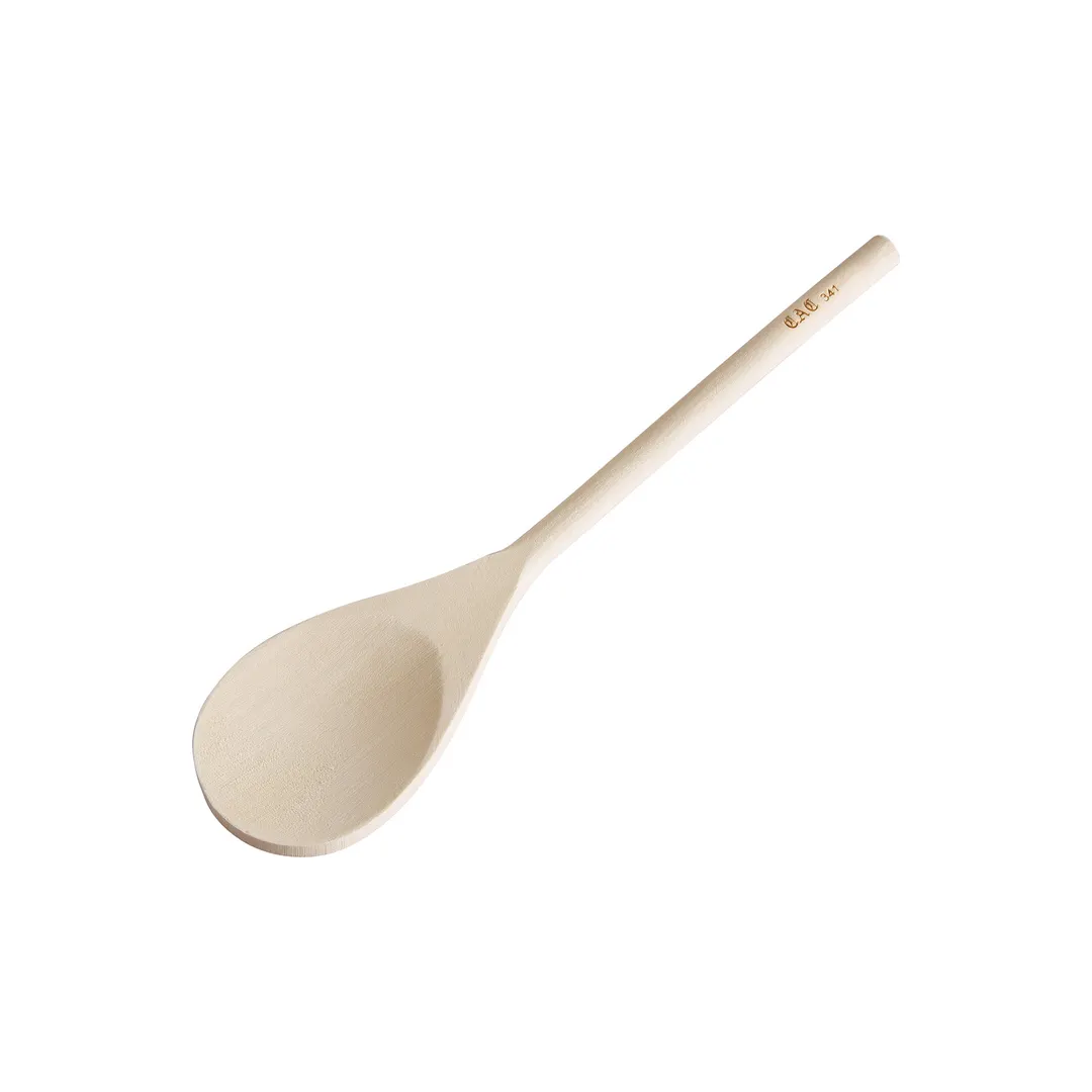 CAC China SPWD-12 Wooden Spoon, 12" Long, 1/2" Diameter Handle, Non-Scratch, Packed - 1 Dozen