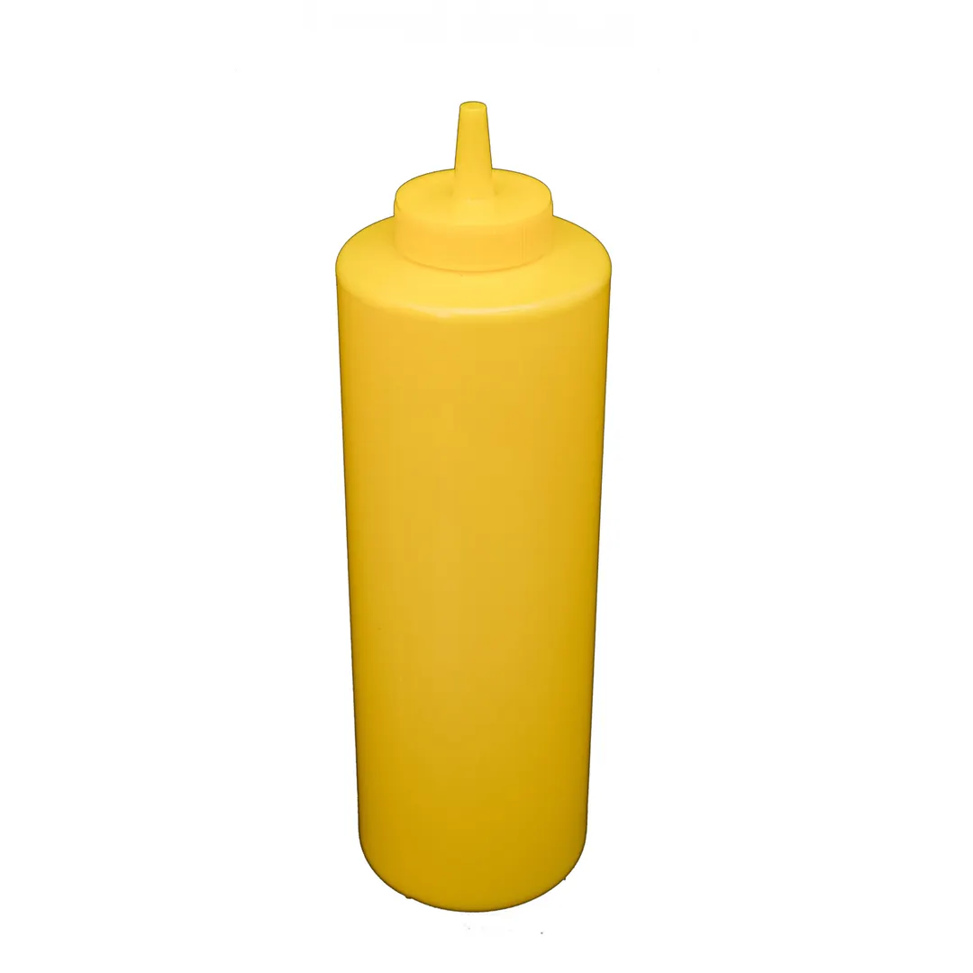 CAC China SQBT-24Y - 32 oz Yellow Plastic Squeeze Bottle, Open Tip, Leak‑Proof Cap, BPA‑Free, 6/Pack