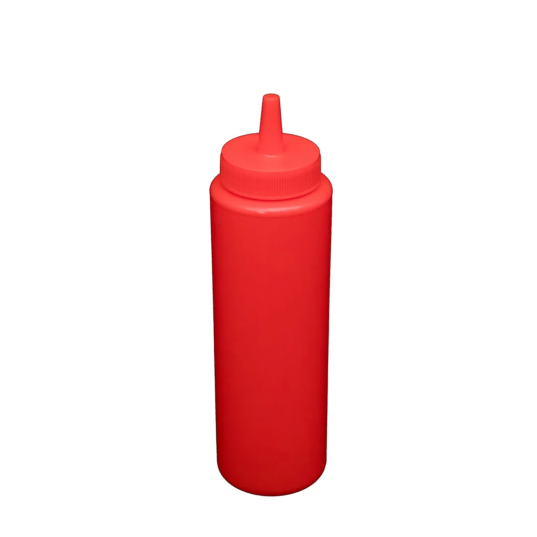 CAC China SQBT-8R - 8 Oz Red Plastic Squeeze Bottle with Cap, Single Tip, BPA‑Free - 6/Pack