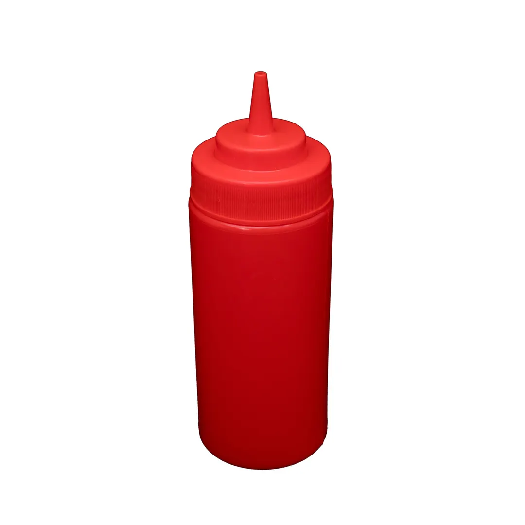 CAC China SQBT-W-16R - 16 Oz Red Squeeze Bottle, Wide‑Mouth Tip, Leak‑Proof Cap, BPA‑Free, 6/Pack