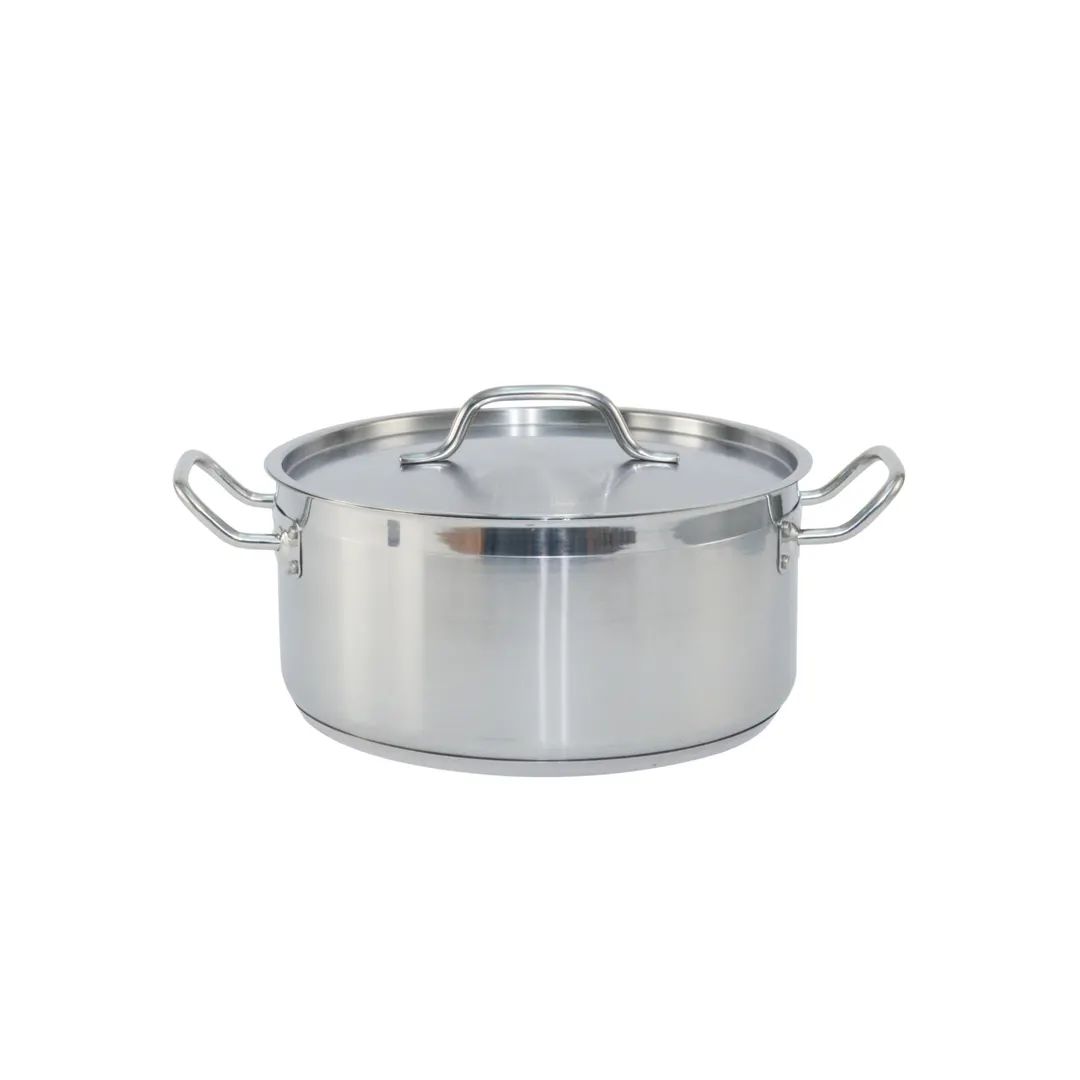 CAC China SSBZ-8 Brazier Pan, 8 qt 11" x 5-1/8" Stainless Steel, Induction Ready, With Lid - Set
