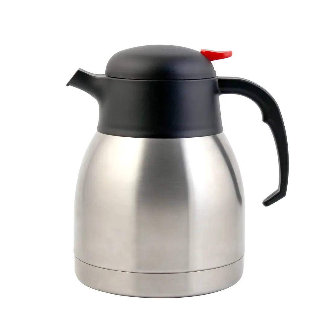 CAC China SSCF-12 Double‑Walled Carafe, 1.2L, 12‑Hour Heat Retention, Lever, Stainless Steel