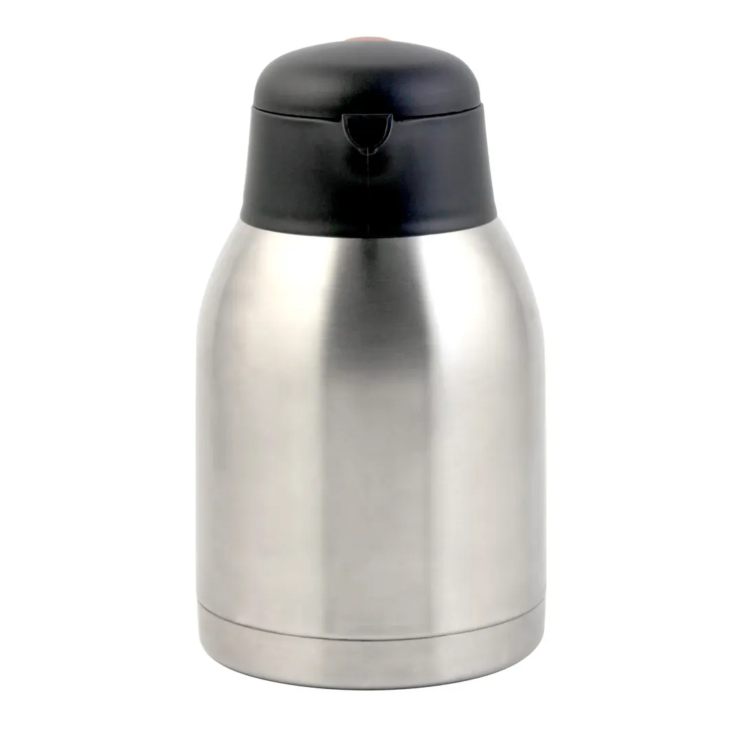 CAC China SSCF-21 Double‑Walled Carafe, 2.1 L (71 oz) Stainless Steel 12‑Hour Retention Thumb Lever