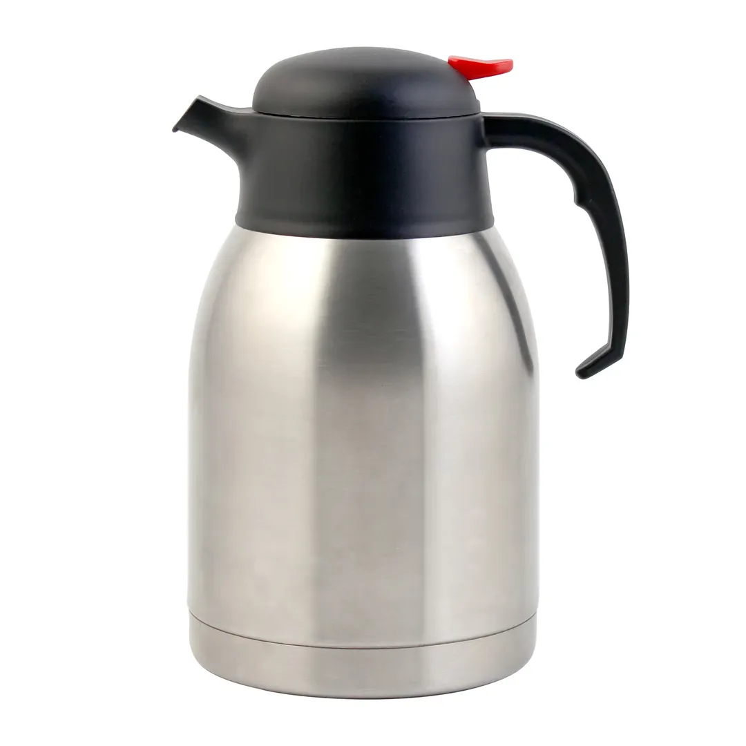 CAC China SSCF-21 Double‑Walled Carafe, 2.1 L (71 oz) Stainless Steel 12‑Hour Retention Thumb Lever