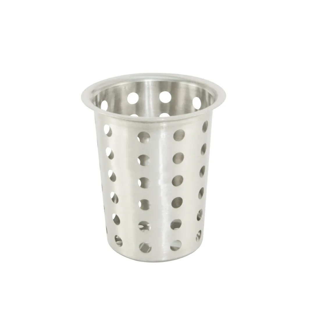 CAC China SSFC-P Perforated Flatware Cylinder, Stainless Steel Utensil Holder for Restaurants