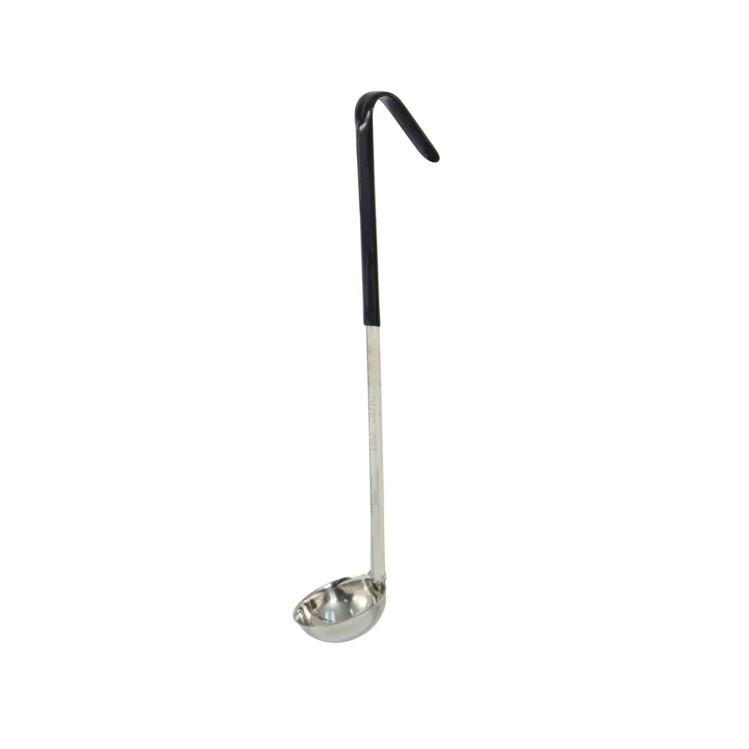CAC China SSLD-10BK Serving Ladle, 1 oz., 11-1/2"L, One-Piece, Black Handle, Stainless Steel