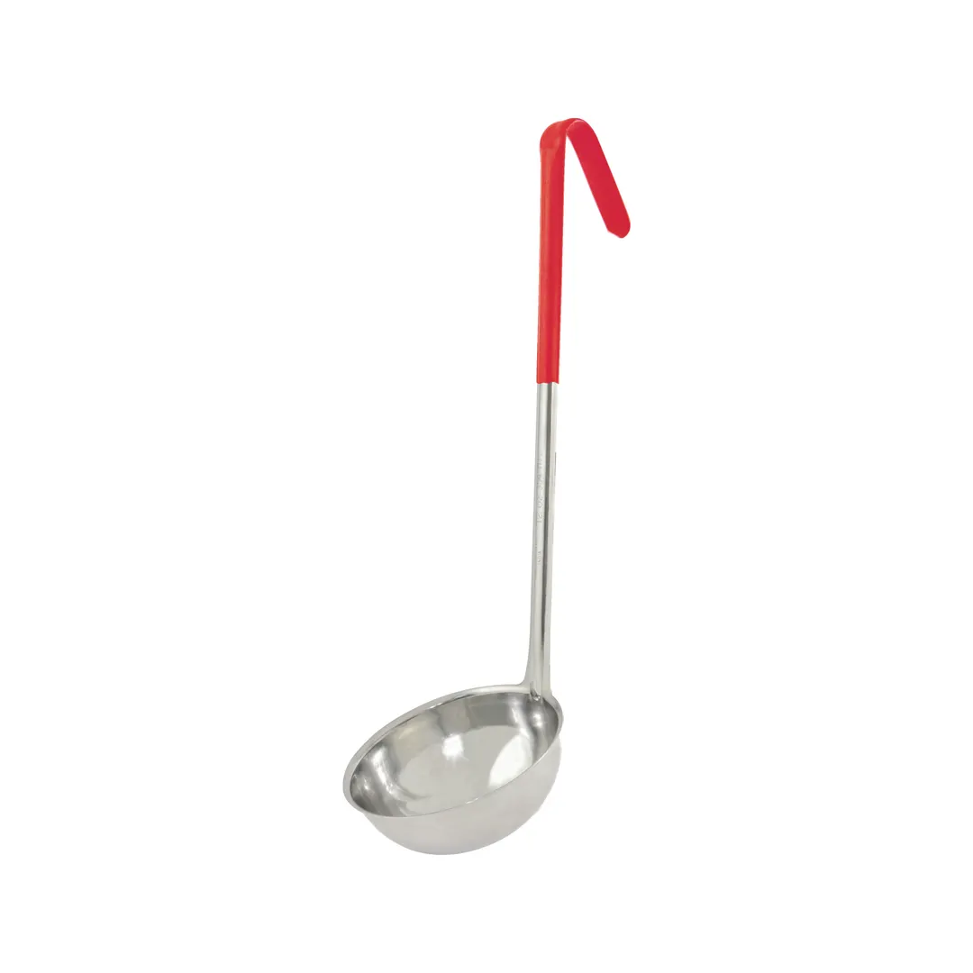 CAC China SSLD-120RD Ladle, 12 oz., One-Piece, Red Handle, Stainless Steel