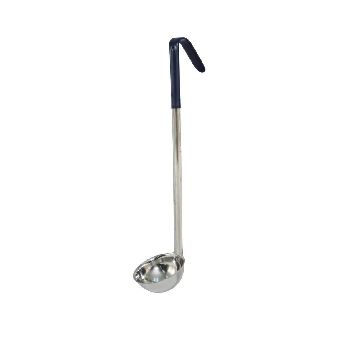 CAC China SSLD-20BL Ladle, 2 oz., 12"L, One-Piece, Blue Handle, Stainless Steel