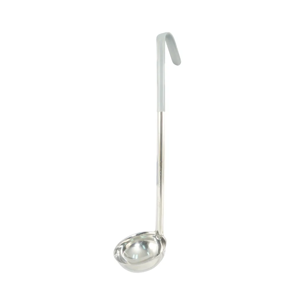 CAC China SSLD-40GY Ladle, 4 oz., 14-1/8"L, One-Piece, Gray Handle, Stainless Steel
