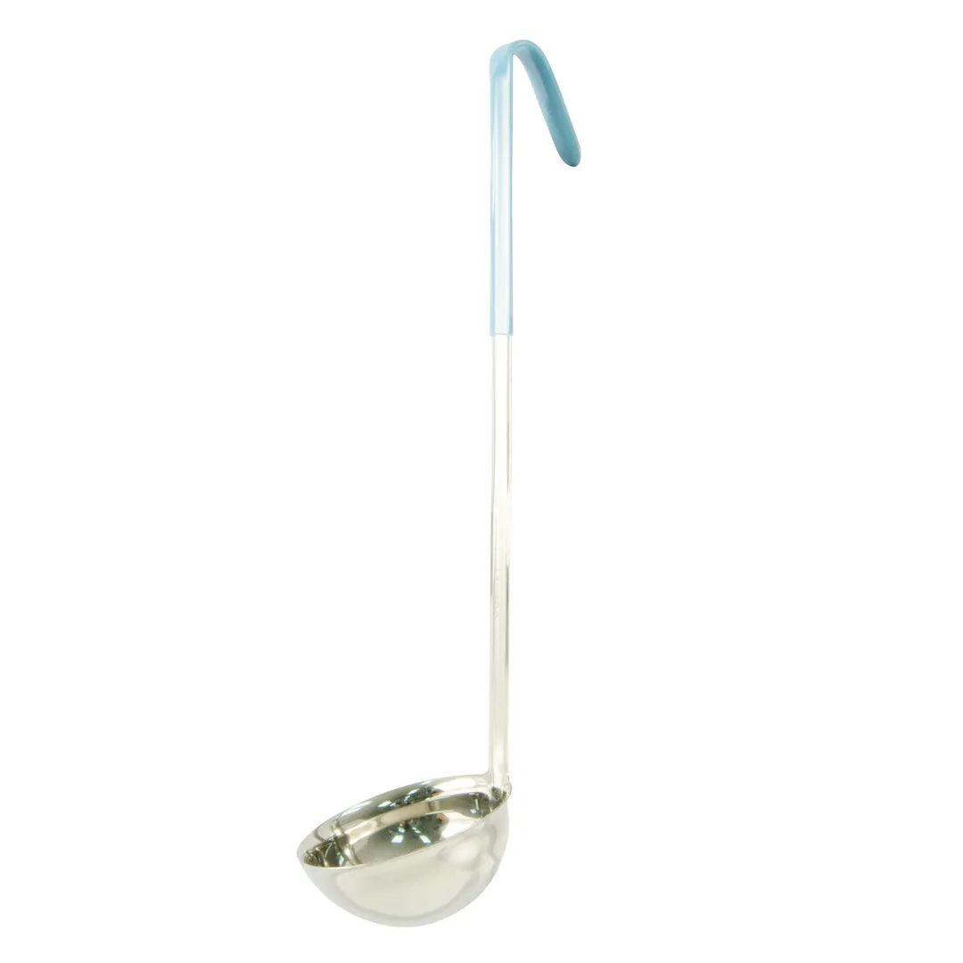 CAC China SSLD-60TL Ladle, 6 oz, 14 3/4", One-Piece, Teal Handle, Stainless Steel