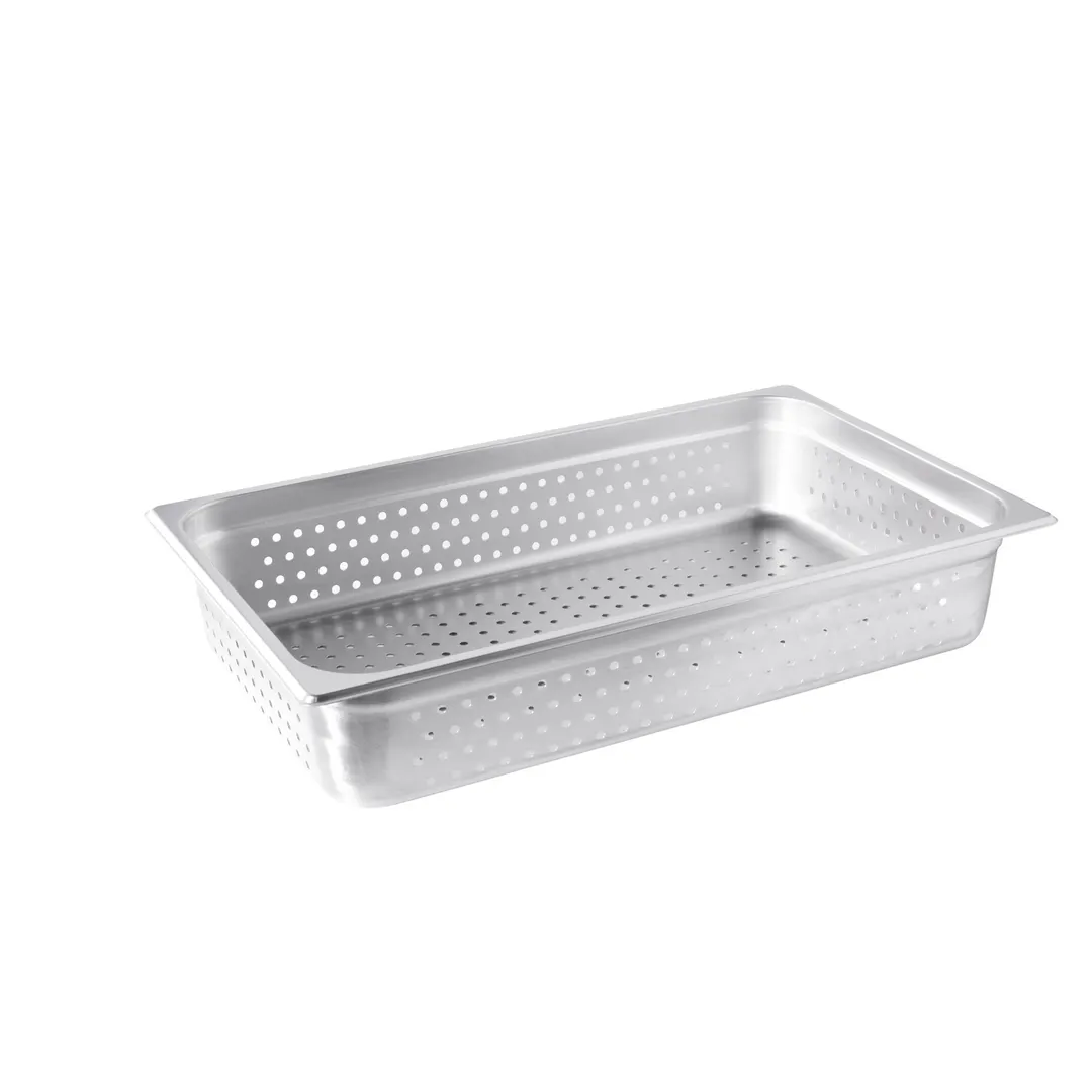 CAC China SSPF-25-4P Stainless Steel Steam Table Pan, 1/1-size, 4" Deep, Perforated, 25 Gauge, NSF