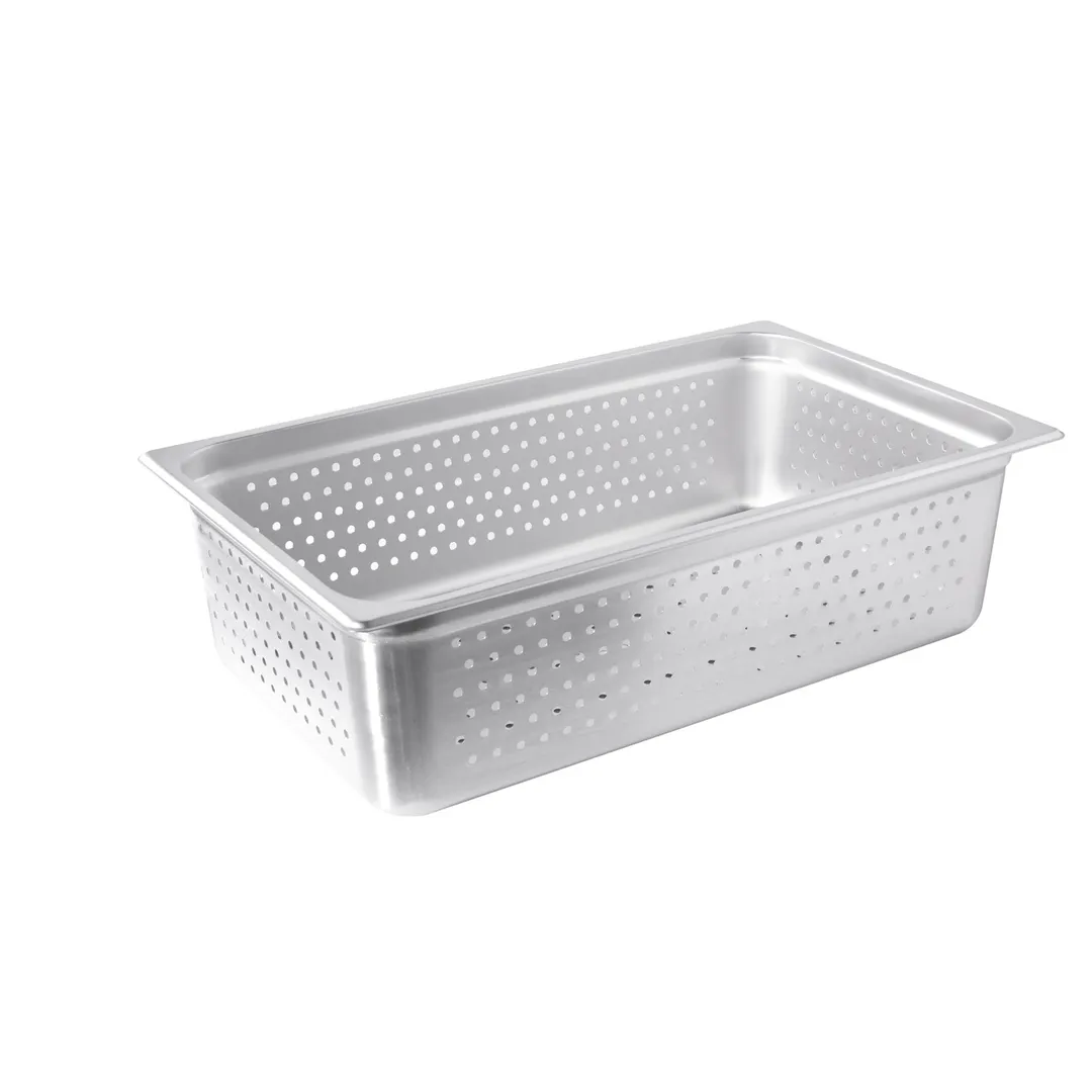 CAC China SSPF-25-6P Stainless Steel Steam Table Pan, 1/1-size, 6" deep, Perforated, Anti-Jam, 25 Gauge