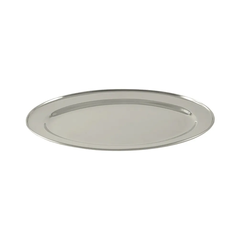 CAC China SSPL-18-OV Oval Stainless Steel Platter, 18" Long Side, Metal Serving Tray Dinnerware