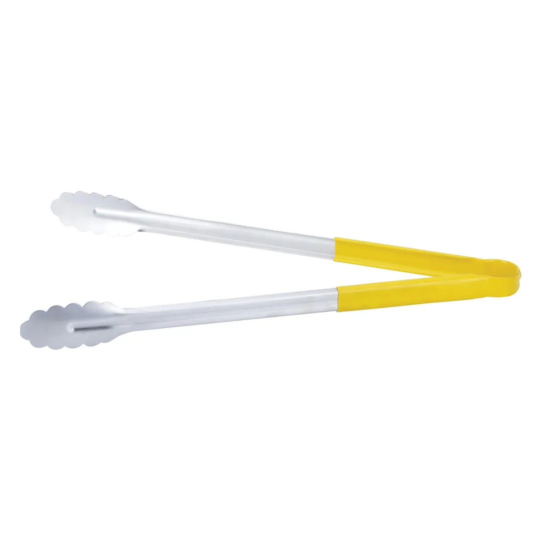 CAC China STCH-16YL Utility Tongs, 16" Heavy-Duty Stainless Steel, Yellow Handle
