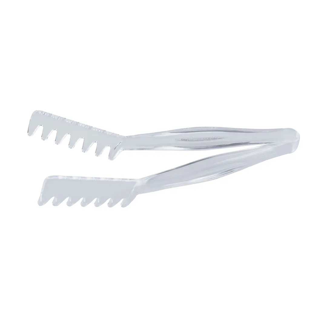 CAC China STKU-11C Spaghetti Tongs - 11" Clear Plastic, Lightweight Kitchen Utensil for Pasta