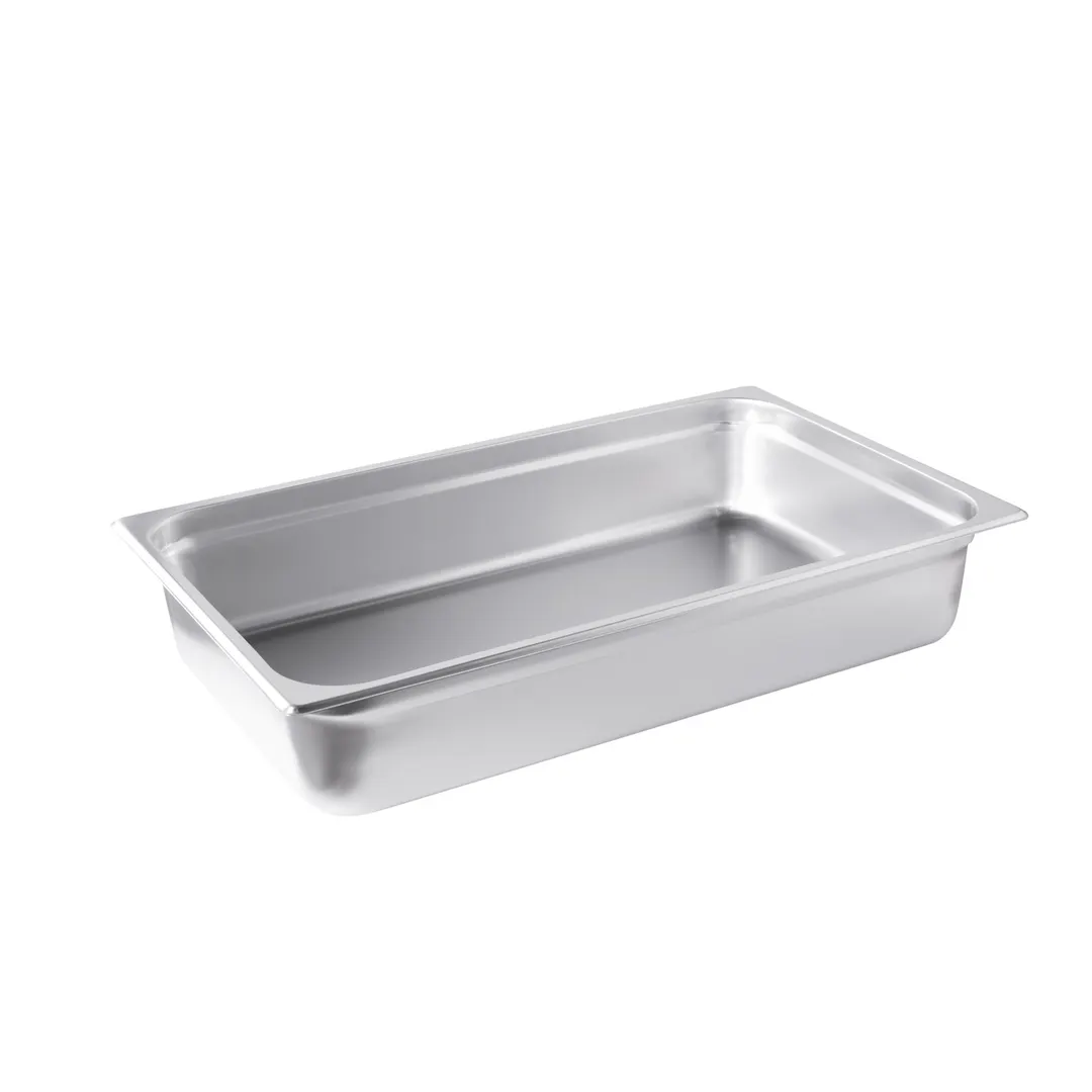 CAC China STPF-22-4 Stainless Steel Steam Table Pan, 1/1-size, 4" deep, Anti-Jam, Stacking Lug, Dishwasher Safe