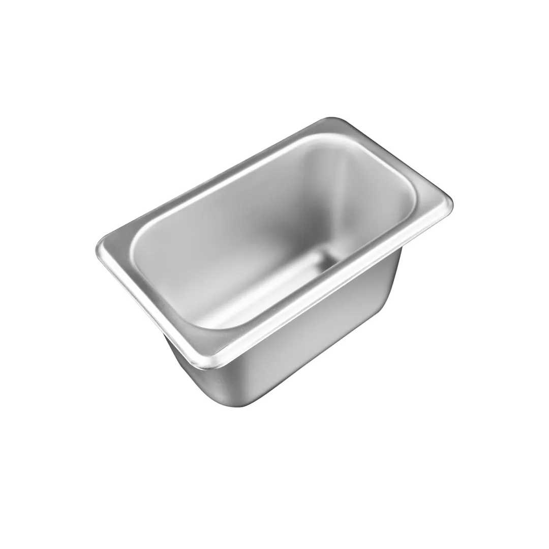 CAC China STPN-S25-4 Steel Steam Pan, 1/9 Size, 4" Deep, 25‑Gauge, Stacking Lug, Dishwasher Safe