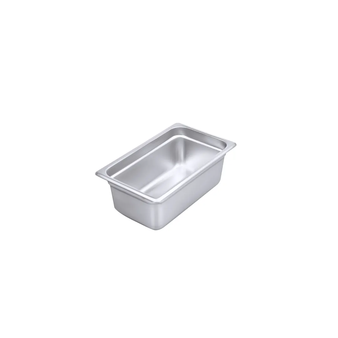 CAC China STPQ-22-4 Steel Steam Table Pan 1/4-Size 4" Deep 22 Gauge Anti-Jam Stacking Lug