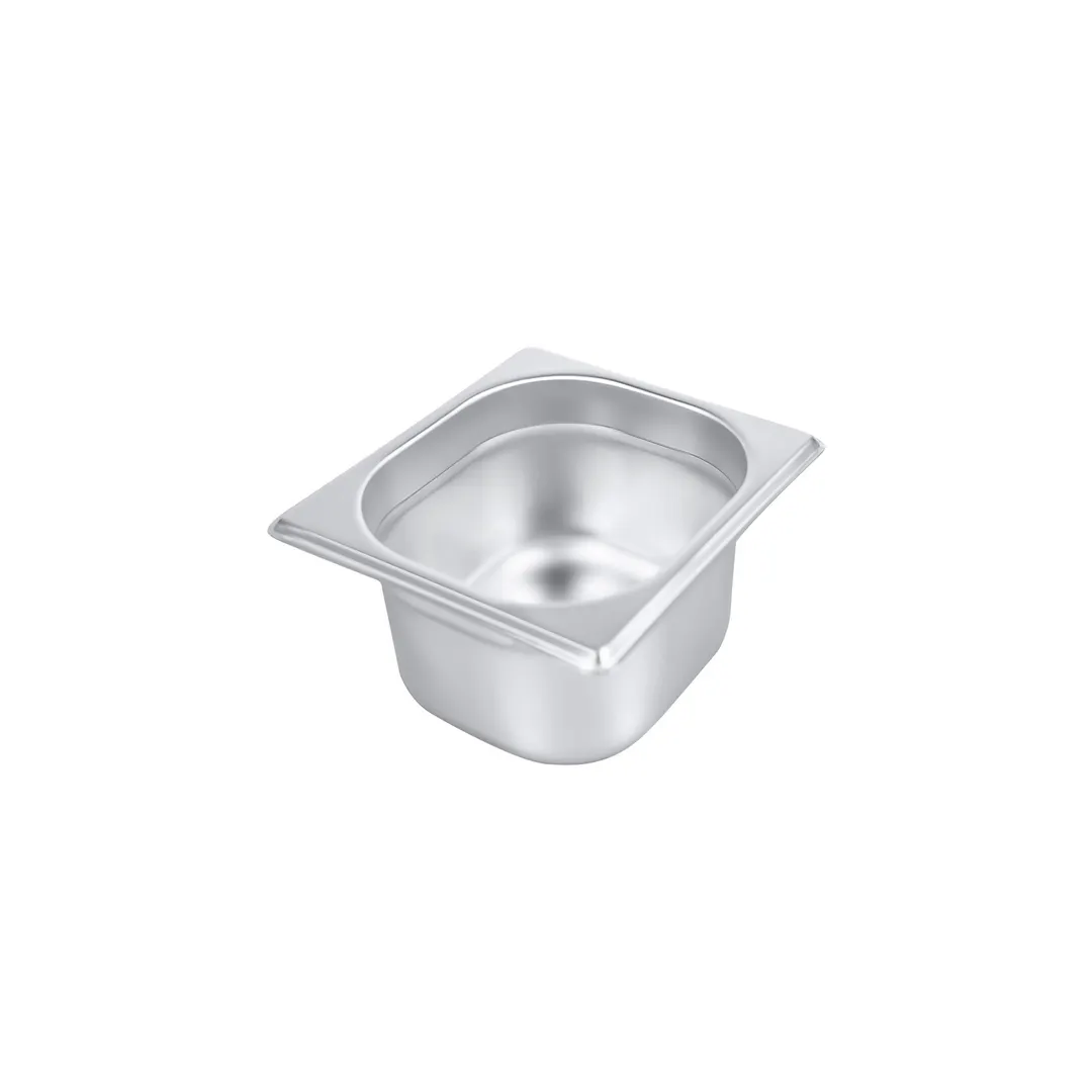 CAC China STPS-22-4 Stainless Steel Steam Table Pan, 1/6-size, 4" deep, Anti-Jam, Stacking Lug