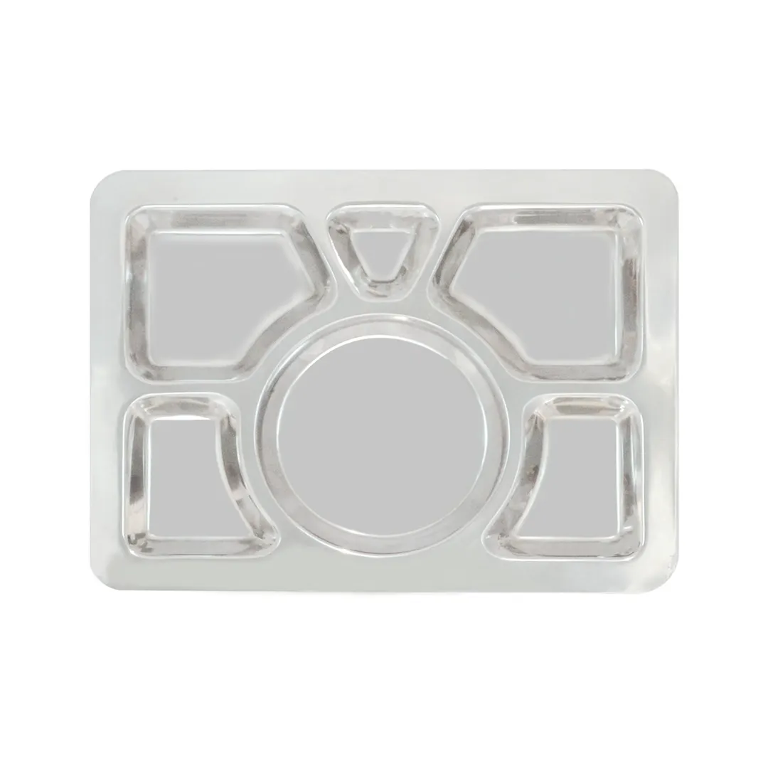 CAC China STRY-6R Compartment Tray, 15.5" X 11.5", 6 Compartments, Stainless Steel