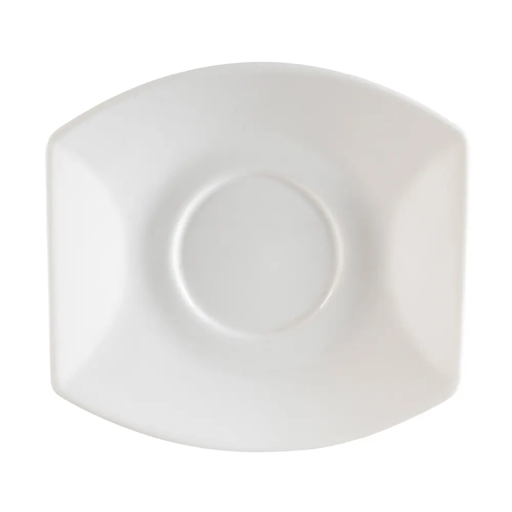 CAC China STU-2 Studio Saucer - Oval Porcelain White, 5.75" L x 5.25" W, Safe - 1 Dozen