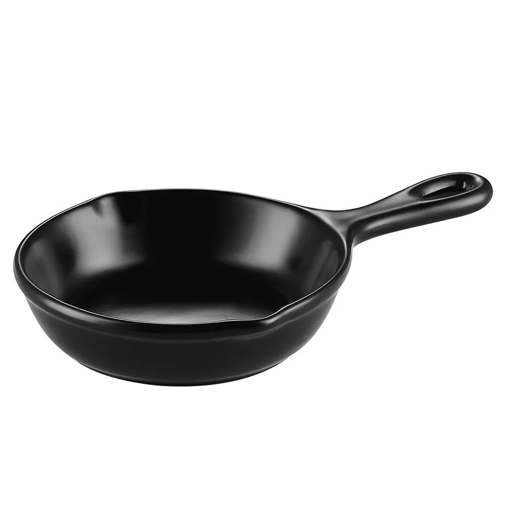 CAC China T-FP24-BLK Skillet, 24 oz (11‑3/4" L x 7‑1/4" W x 2" H) Black Ceramic, Safe - 1 Dozen