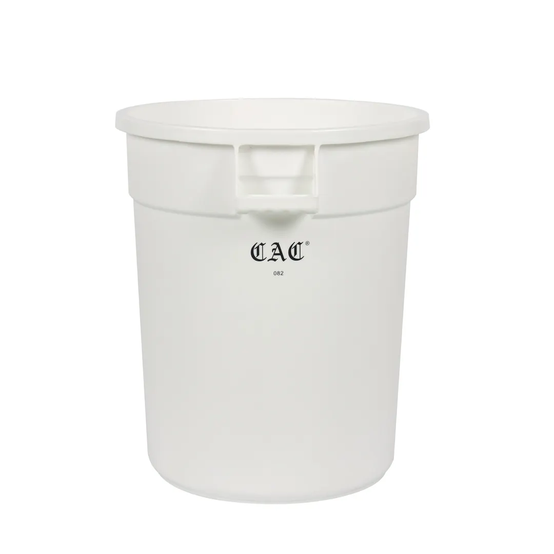 CAC China TCNC-10W 10 Gallon Round Trash Can, 18" Diameter x 17" Height, White Plastic, No Lid