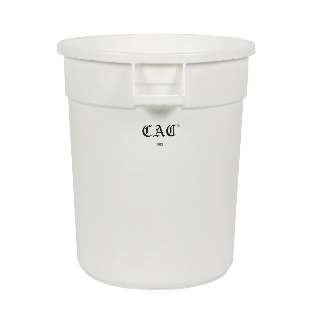 CAC China TCNC-20W Commercial Round Trash Can, 20‑29 Gal, 23" H x 22" D, White Plastic, No Lid